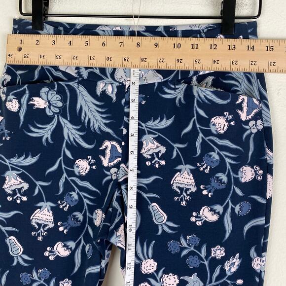Spartina 449 Maren Pants Size S Navy Blue Floral Stretch Kick Flare Crop Classic - Picture 13 of 14